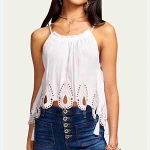 Ramy Brook White Crochet-Trim Camisole
